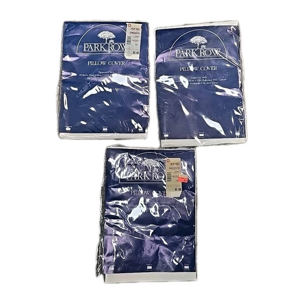 Lot of 3 NIP Vintage Park‎ Row White Zippered Style No-Iron Pillowcase Covers